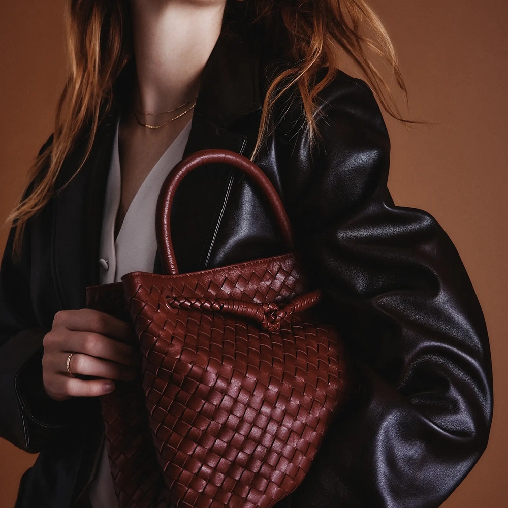 Quince Maroon Woven Tote Bag - Picture 2 of 8